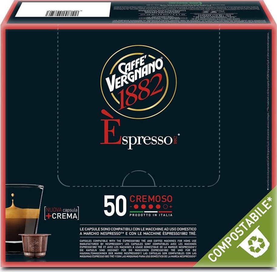 Caffè Vergano 50 Pezzi Caffè in Capsule Miscela Cremosa Capsule Compatibili Nespresso Compostabili Confezione Da 50 Pz Alimentari e cura della casa/Caffè tè e bevande/Caffè/Cialde e capsule di caffè Franco Pausa Caffè - Albano Laziale, Commerciovirtuoso.it