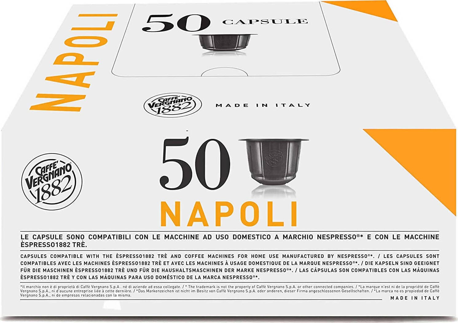 Caffè Vergnano 50 Capsule Compatibili Nespresso Miscela Napoli Super Cremoso Confezione 50 Pz Alimentari e cura della casa/Caffè tè e bevande/Caffè/Cialde e capsule di caffè Franco Pausa Caffè - Albano Laziale, Commerciovirtuoso.it