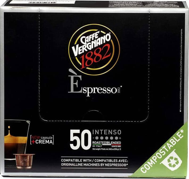 Caffè Vergnano 50 Pezzi Capsule Miscela Intenso Compatibili Nespresso Compostabili Confezioni Da 50 Pz Alimentari e cura della casa/Caffè tè e bevande/Caffè/Cialde e capsule di caffè Franco Pausa Caffè - Albano Laziale, Commerciovirtuoso.it