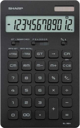 Calcolatrice da tavolo EL 364 - 176x100x13 mm - 12 cifre - Nero - Sharp - EL364BBK Cancelleria e prodotti per ufficio/Elettronica per ufficio/Calcolatrici/Finanziarie Eurocartuccia - Pavullo, Commerciovirtuoso.it