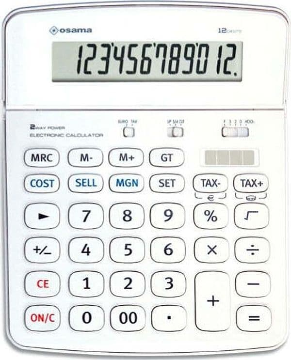 Calcolatrice da tavolo OS 504 - 12 cifre - bianco - Osama Cancelleria e prodotti per ufficio/Elettronica per ufficio/Calcolatrici/Finanziarie Eurocartuccia - Pavullo, Commerciovirtuoso.it