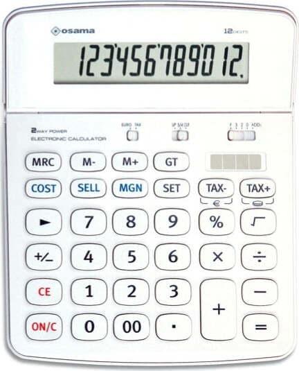 Calcolatrice da tavolo OS 504 - 12 cifre - bianco - Osama Cancelleria e prodotti per ufficio/Elettronica per ufficio/Calcolatrici/Finanziarie Eurocartuccia - Pavullo, Commerciovirtuoso.it