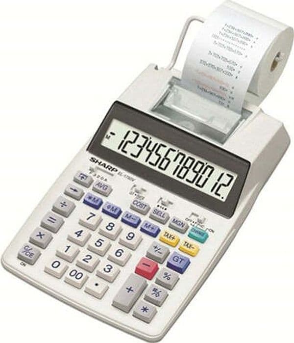 Calcolatrice da tavolo scrivente EL1750V - 150x230x51 5 mm - 12 cifre - Bianco - Sharp - EL1750V Cancelleria e prodotti per ufficio/Elettronica per ufficio/Calcolatrici/Finanziarie Eurocartuccia - Pavullo, Commerciovirtuoso.it
