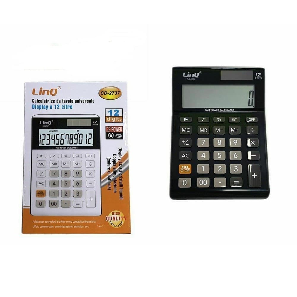 Calcolatrice Elettronica 12 Cifre Carica Solare Linq Cd-2737 Casa Scuola Ufficio Casa, arredamento e bricolage > Prodotti per Ufficio > Calcolatrici Trade Shop italia - Napoli, Commerciovirtuoso.it
