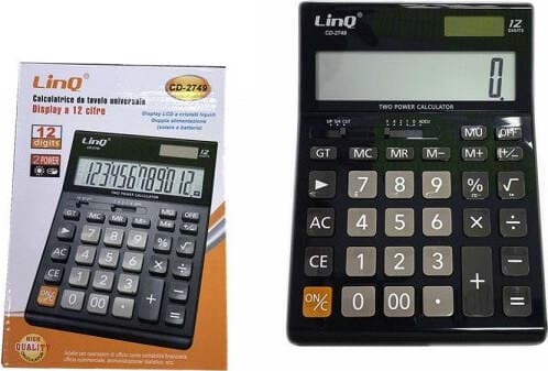 CALCOLATRICE ELETTRONICA A 12 CIFRE CARICA SOLARE DA TAVOLO UNIVERSALE CD-2749
