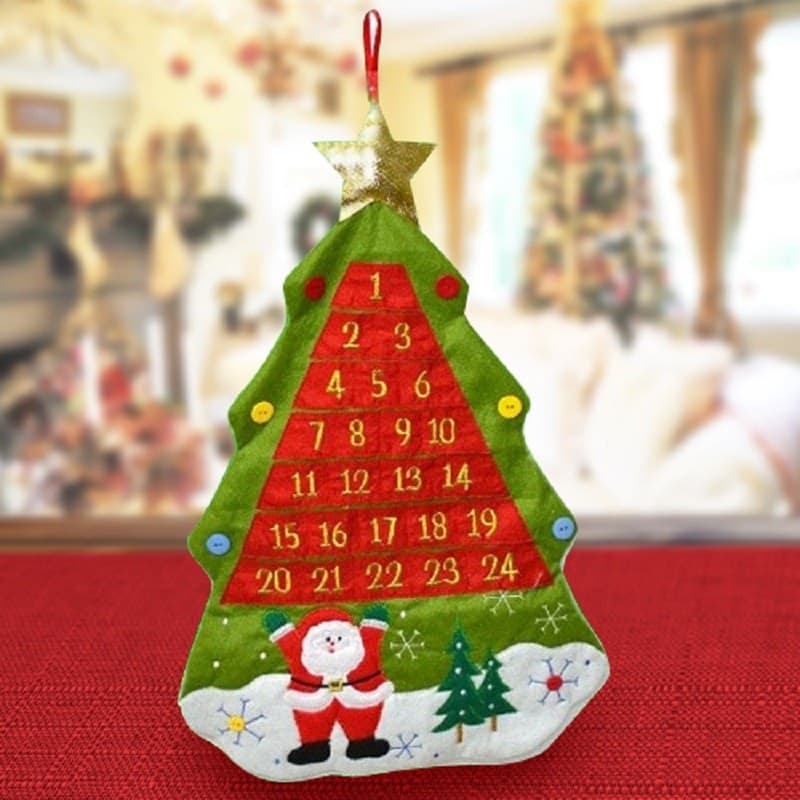 CALENDARIO AVVENTO ALBERO DI NATALE FELTRO NUMERI TASCHE DECORAZIONI NATALIZIE Trade Shop italia - Napoli, Commerciovirtuoso.it