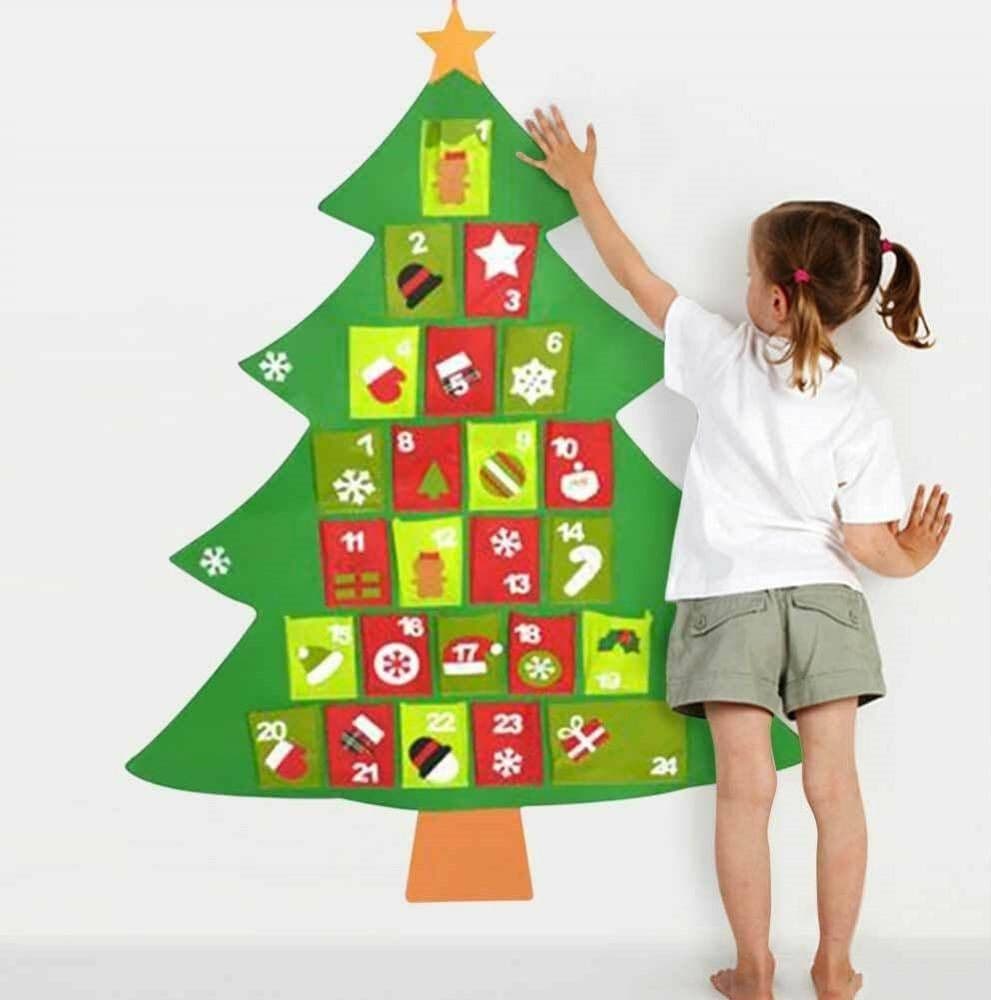 Calendario-Avvento-Albero-Natale-Gigante-110cm-Con-Tasche-Decorazioni-Natalizie