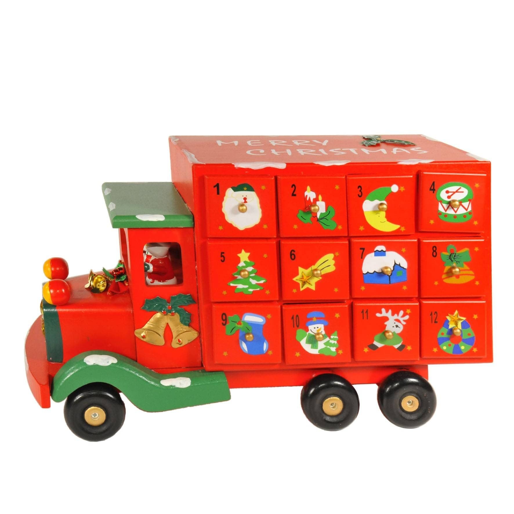 Calendario-Avvento-Furgoncino-Di-Natale-In-Legno-Cassetti-Decorazioni-Natalizie