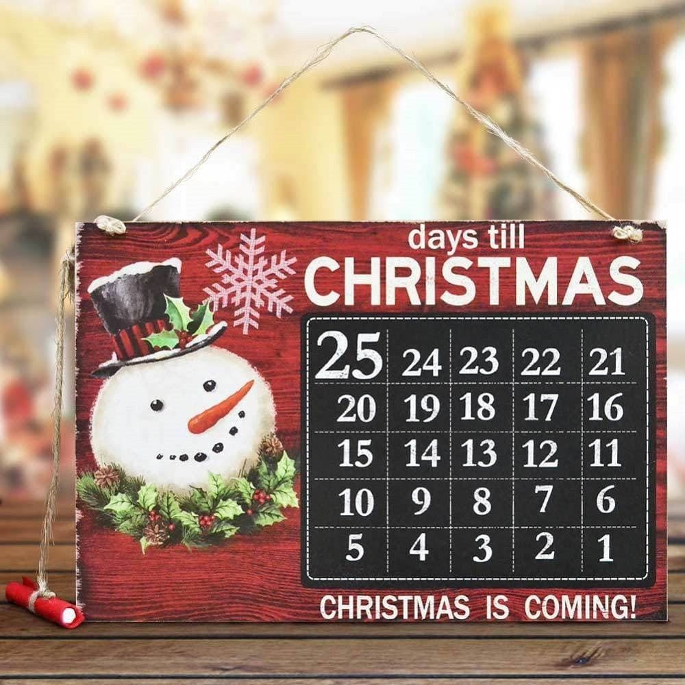 CALENDARIO AVVENTO LAVAGNA CON GESSETTO IN LEGNO 3 MODELLI DECORAZIONI NATALIZIE