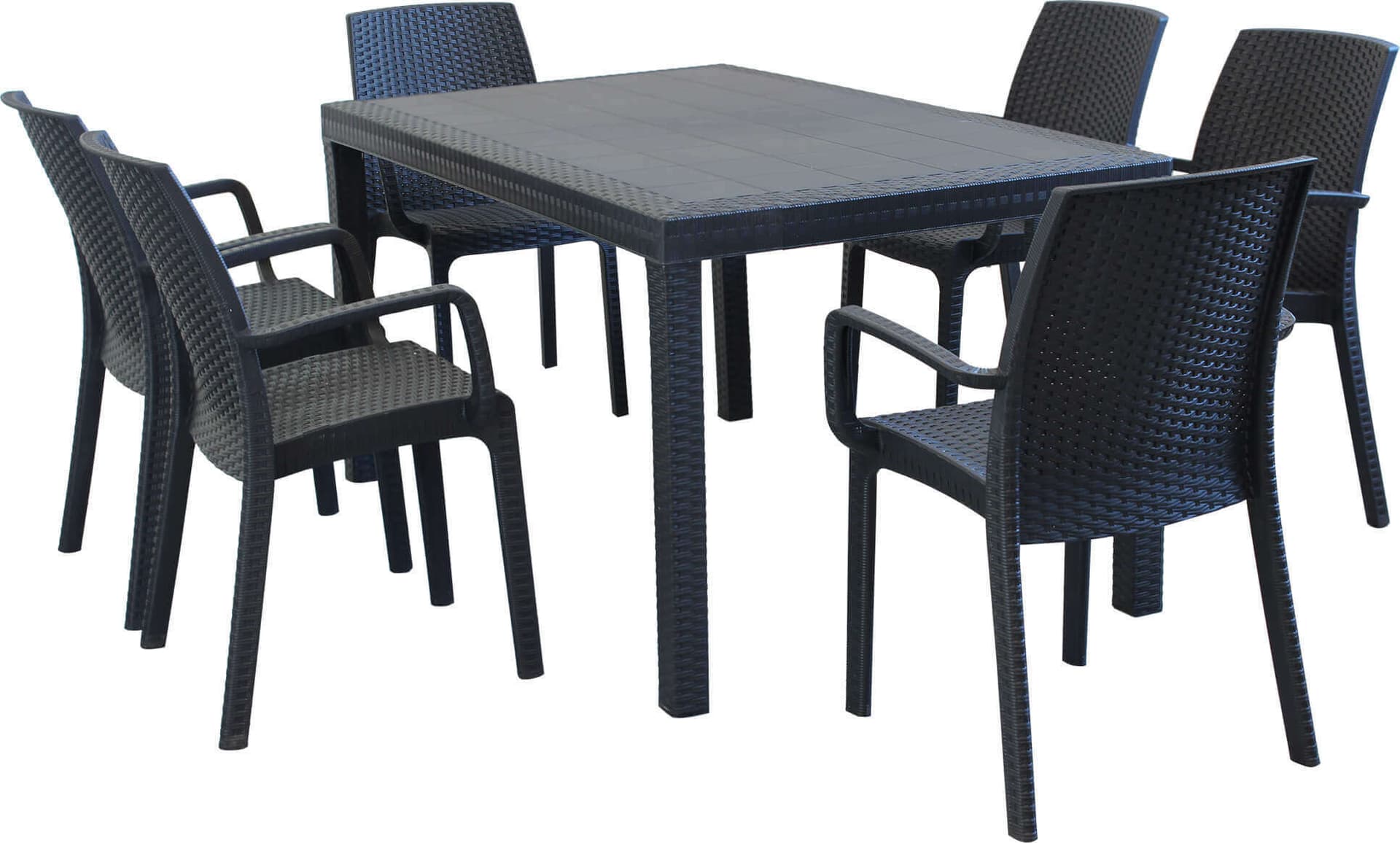 CALIGOLA---set-tavolo-fisso-in-wicker-cm-150x90-compreso-di-6-sedute-Antracite-Milani-Home