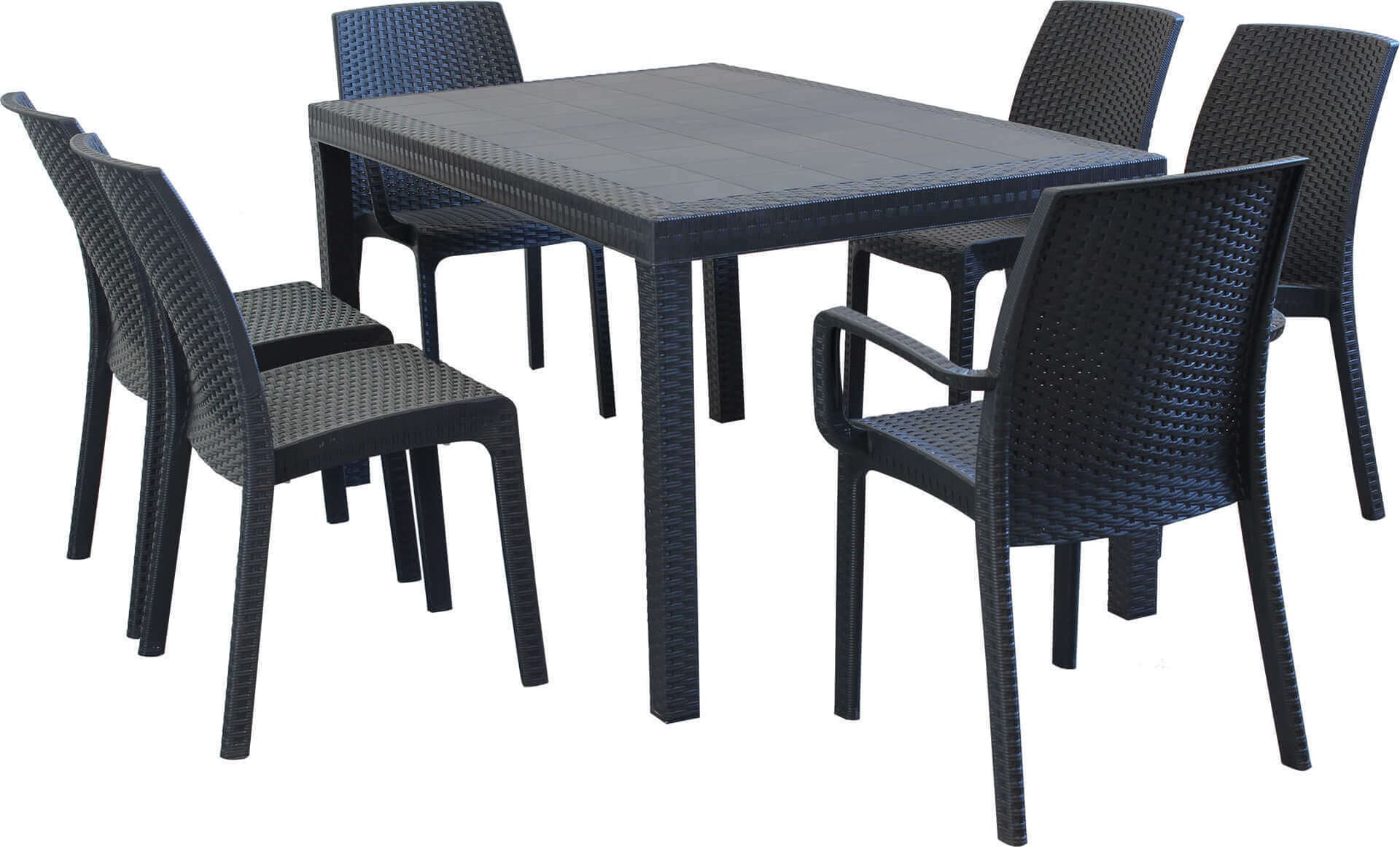 CALIGOLA---set-tavolo-fisso-in-wicker-cm-150x90-compreso-di-6-sedute-Antracite-Milani-Home