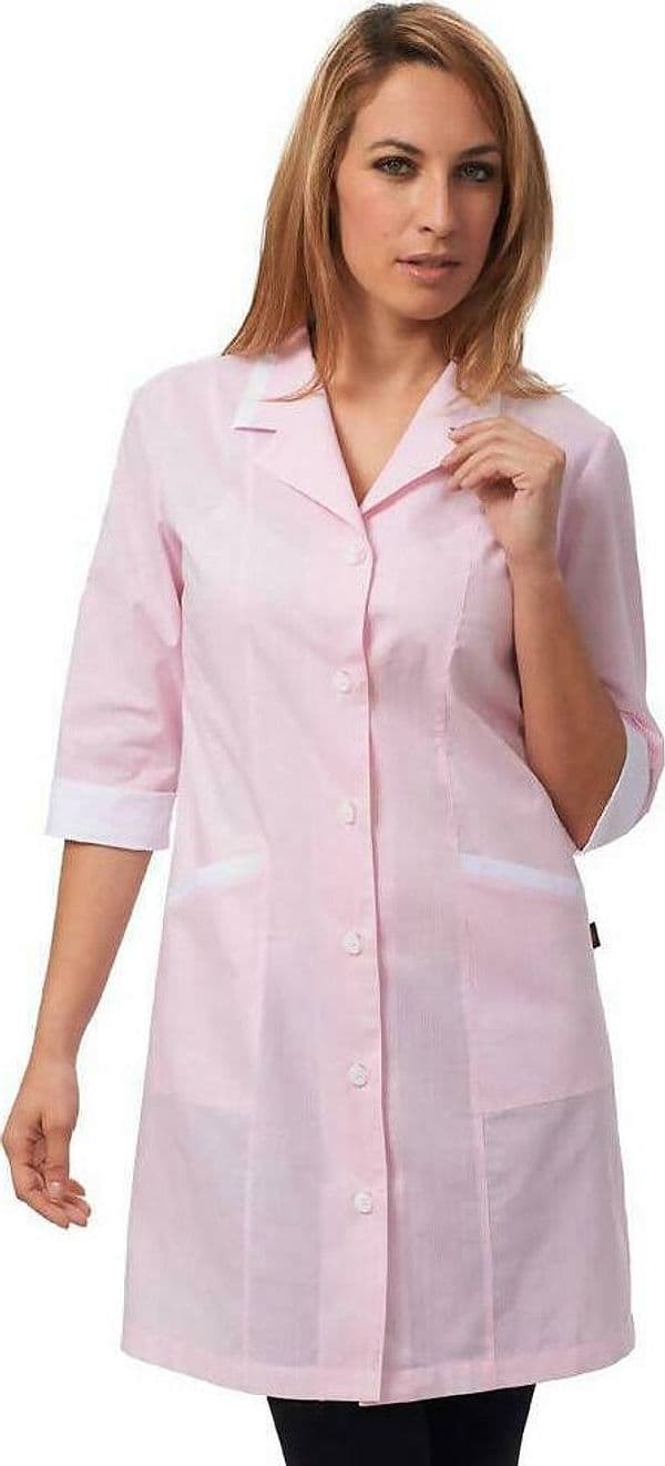 Camice Casacca Cleo Donna Da Lavoro Magazzino Pulizie Siggi Workwear Rigato Rosa Bottoni Scoperti Due Tasche28 Ca0487-3806
