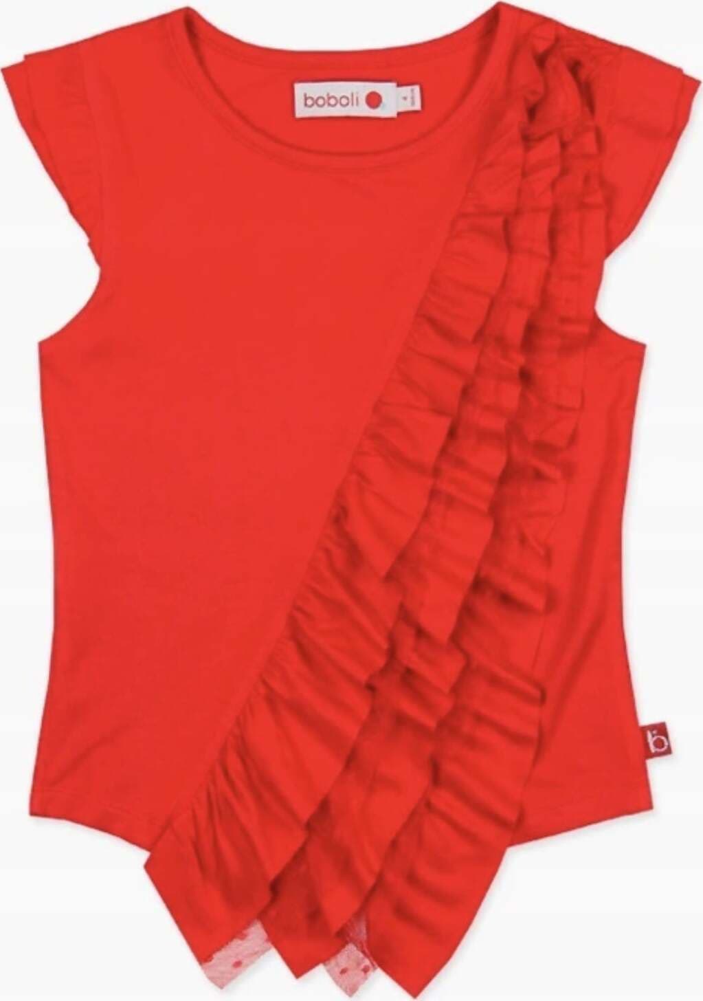 Camicetta Bimba Estiva Volant Rossa Maglia Bambina Top Elegante Estate Rosso in Cotone Mezze Maniche Girocollo Rosso Fashion Bambina t-shirt bambina/ragazza Piccole Canaglie - Tropea, Commerciovirtuoso.it