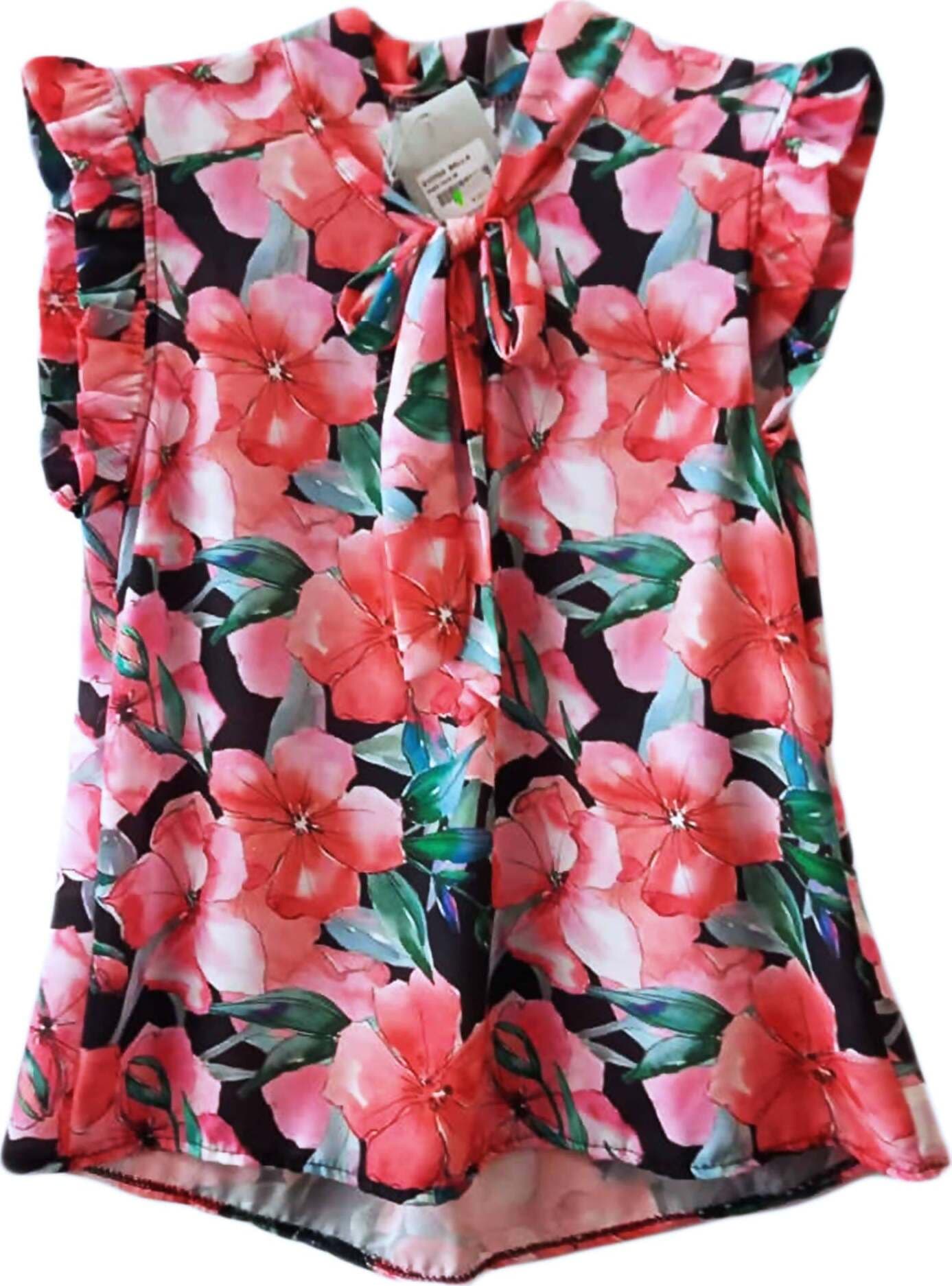 Camicetta Donna Fiori Maglia Top Estivo Senza Maniche Made in Italy Camicia Smanicata con Ruches Volant Fantasia ART. 217700 maglia donna L'Orchidea - Siderno, Commerciovirtuoso.it