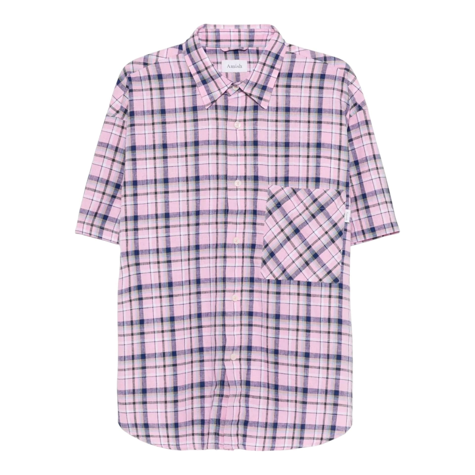 AMISH camicia dropped man amish cotton linen check - washed rose da uomo in Camicie casual Drestige - Casamassima, commercioVirtuoso.it