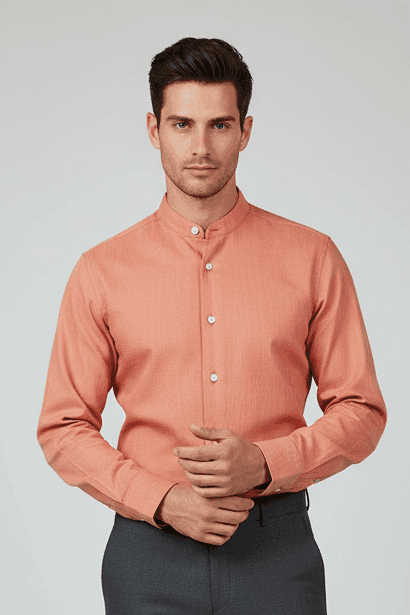 Camicia uomo Borriello - Coreana - Arancio in Camicie casual Couture - Sestu, commercioVirtuoso.it
