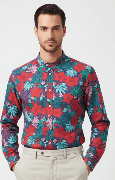 Camicia uomo Borriello - Fiori - Coreana in Camicie casual Couture - Sestu, commercioVirtuoso.it