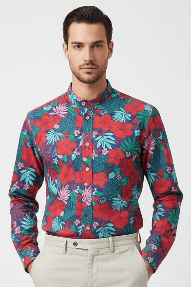 Camicia uomo Borriello - Fiori - Coreana in Camicie casual Couture - Sestu, commercioVirtuoso.it