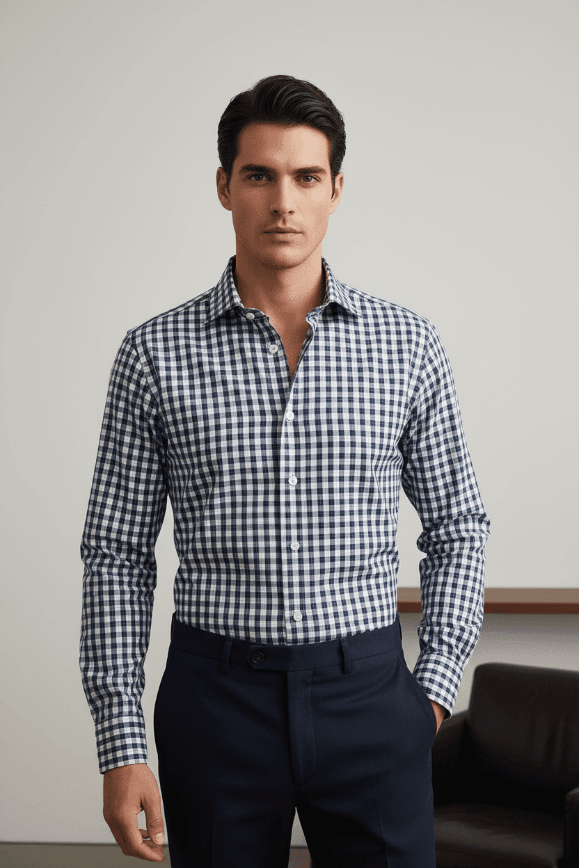 Camicia uomo Borriello - Collo francese - quadri in Camicie casual Couture - Sestu, commercioVirtuoso.it