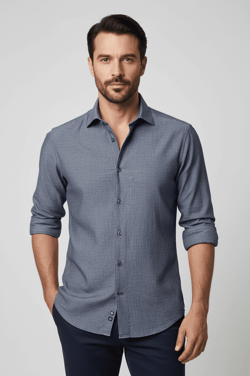 Camicia uomo Edizioni Limonaia - Tinta unita - indaco in Camicie casual Couture - Sestu, commercioVirtuoso.it