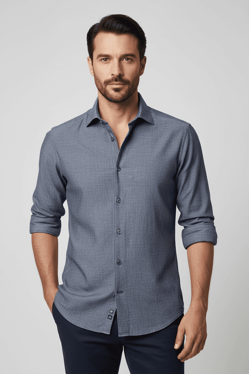 Camicia uomo Edizioni Limonaia - Tinta unita - indaco in Camicie casual Couture - Sestu, commercioVirtuoso.it