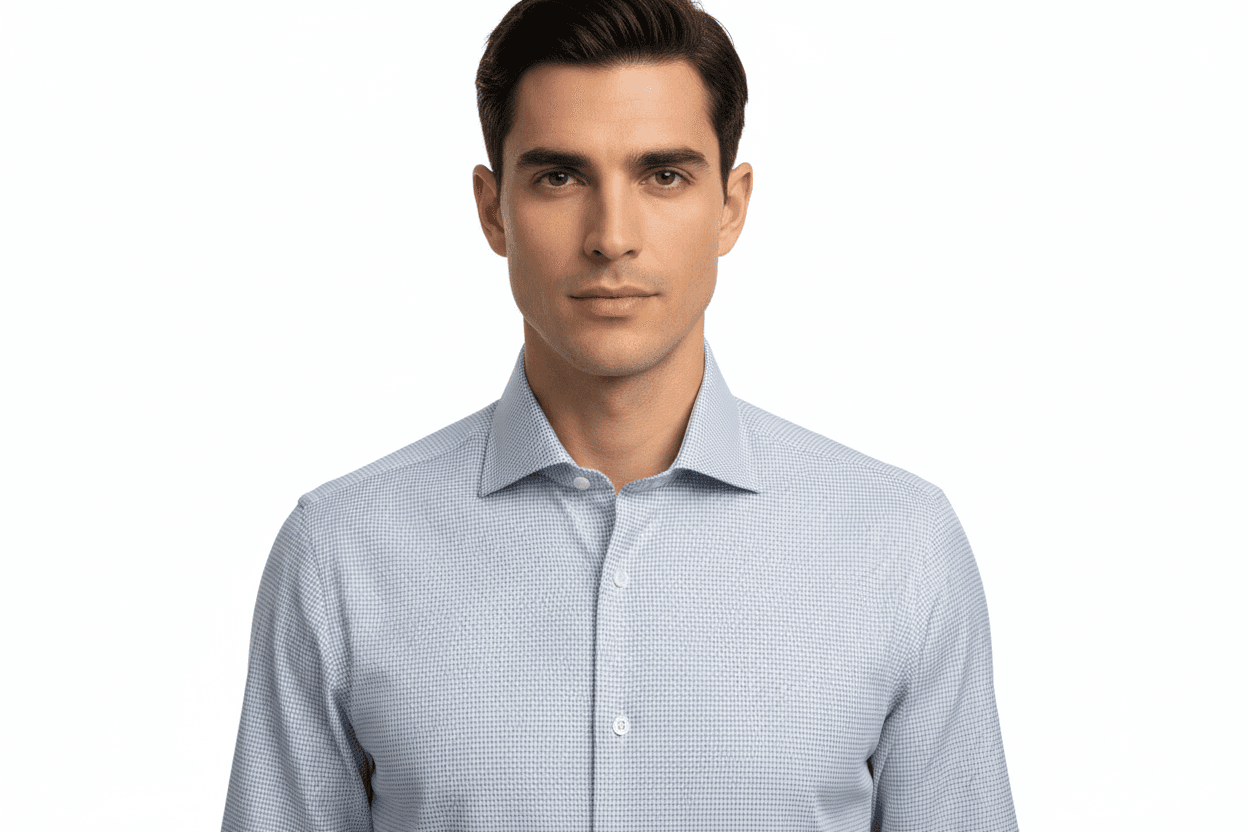 Camicia uomo Sonrisa - fantasia - collo francese - colore celeste/bianco in Camicie casual Couture - Sestu, commercioVirtuoso.it