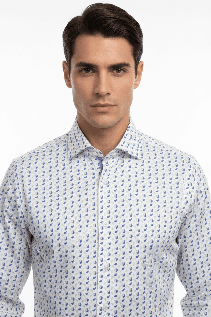 Camicia uomo Sonrisa - Fantasia - Collo francese - Bianco in Camicie casual Couture - Sestu, commercioVirtuoso.it