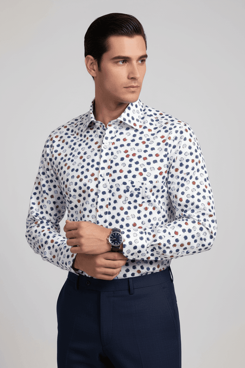 Camicia uomo Sonrisa - Collo francese - Colore bianco - Fantasia multicolore in Camicie casual Couture - Sestu, commercioVirtuoso.it