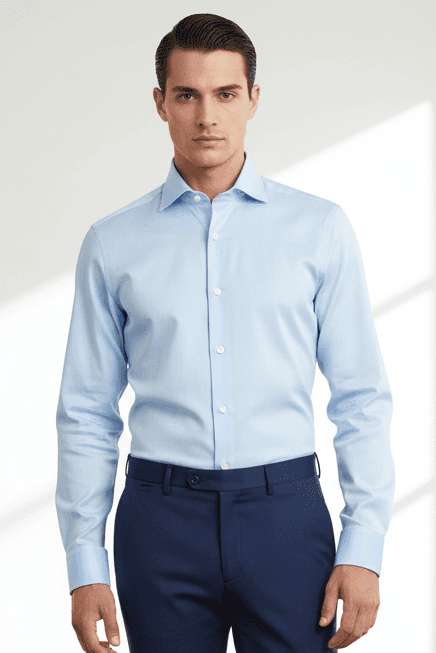 Camicia uomo Sonrisa - Tinta unita - Collo francese - Celeste in Camicie casual Couture - Sestu, commercioVirtuoso.it