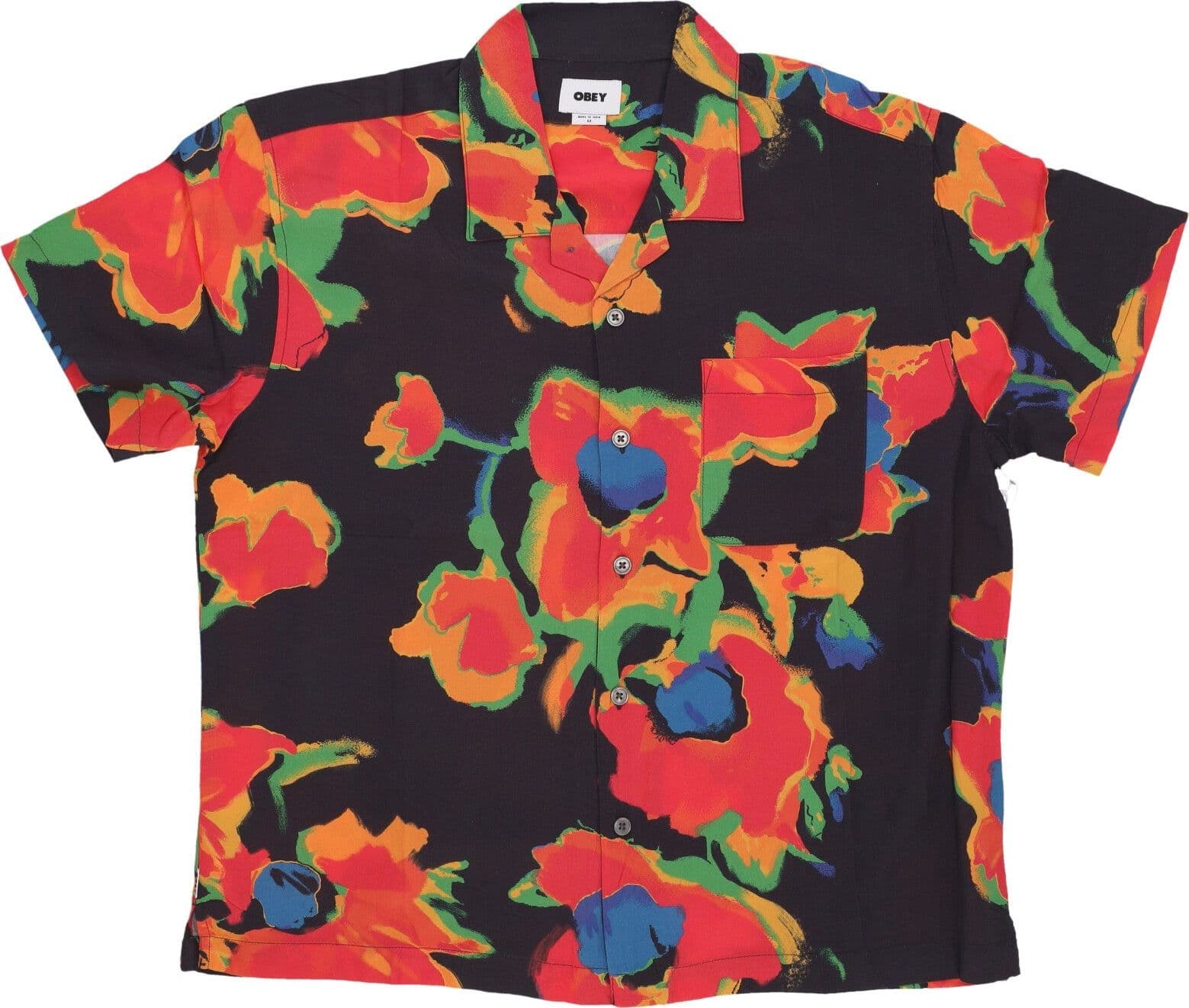 OBEY Camicia Manica Corta Uomo Acrylic Flower Woven Black Multi da uomo in Camicie casual Drestige - Casamassima, commercioVirtuoso.it