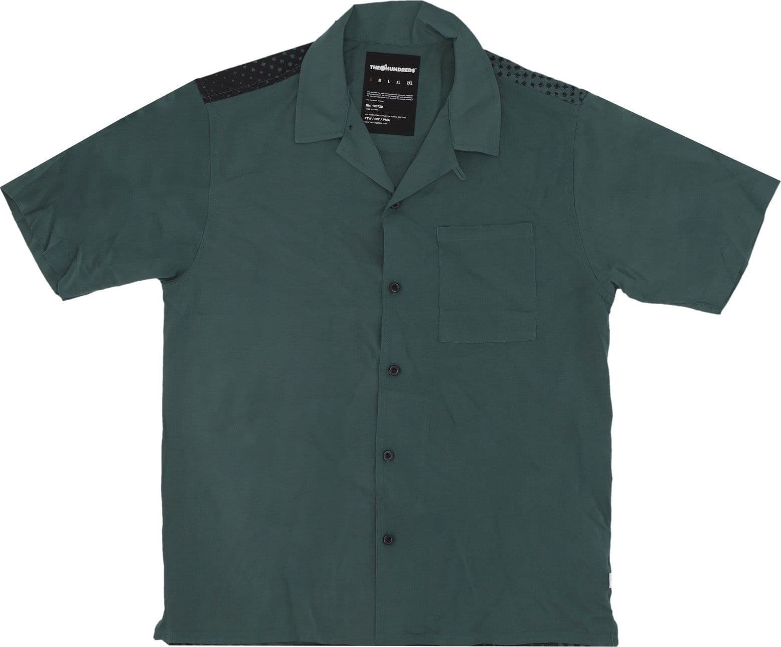 THE HUNDREDS Camicia Manica Corta Uomo Face Woven Forest Green da uomo in Camicie casual Drestige - Casamassima, commercioVirtuoso.it