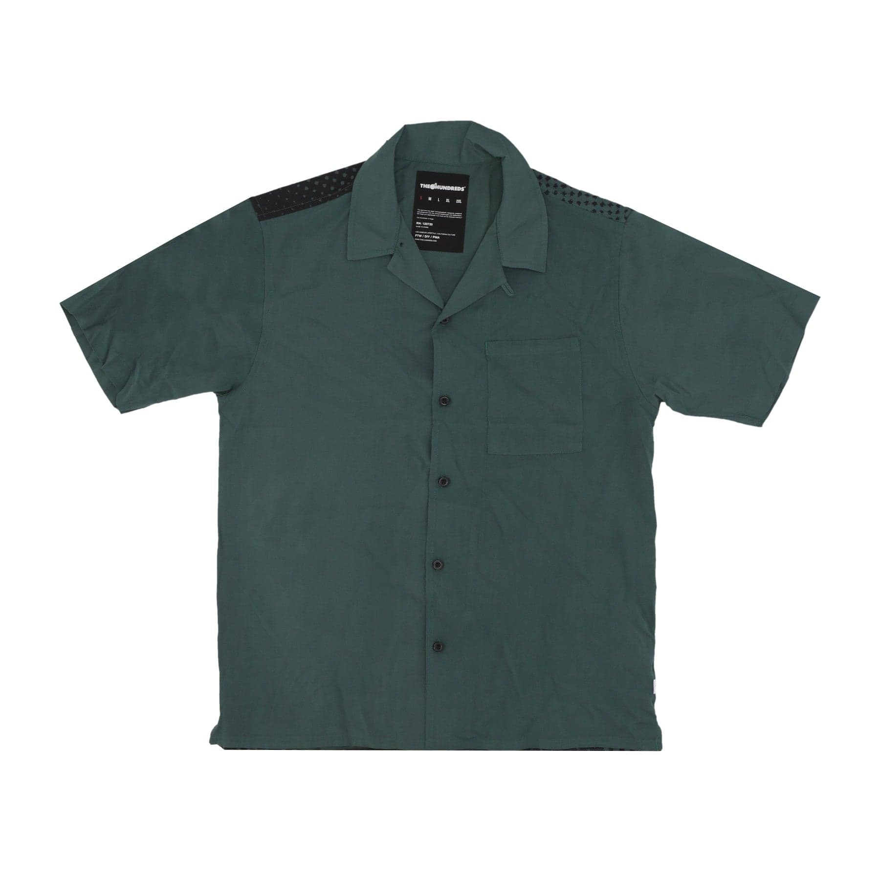 THE HUNDREDS Camicia Manica Corta Uomo Face Woven Forest Green da uomo in Camicie casual Drestige - Casamassima, commercioVirtuoso.it