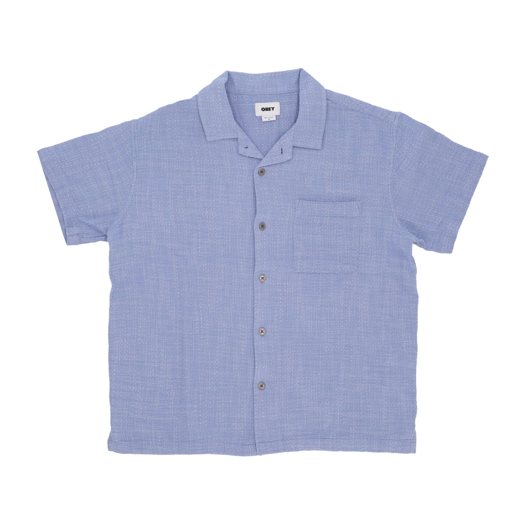 OBEY Camicia Manica Corta Uomo Feather Woven Shirt Hydrangea da uomo in Camicie casual Drestige - Casamassima, commercioVirtuoso.it
