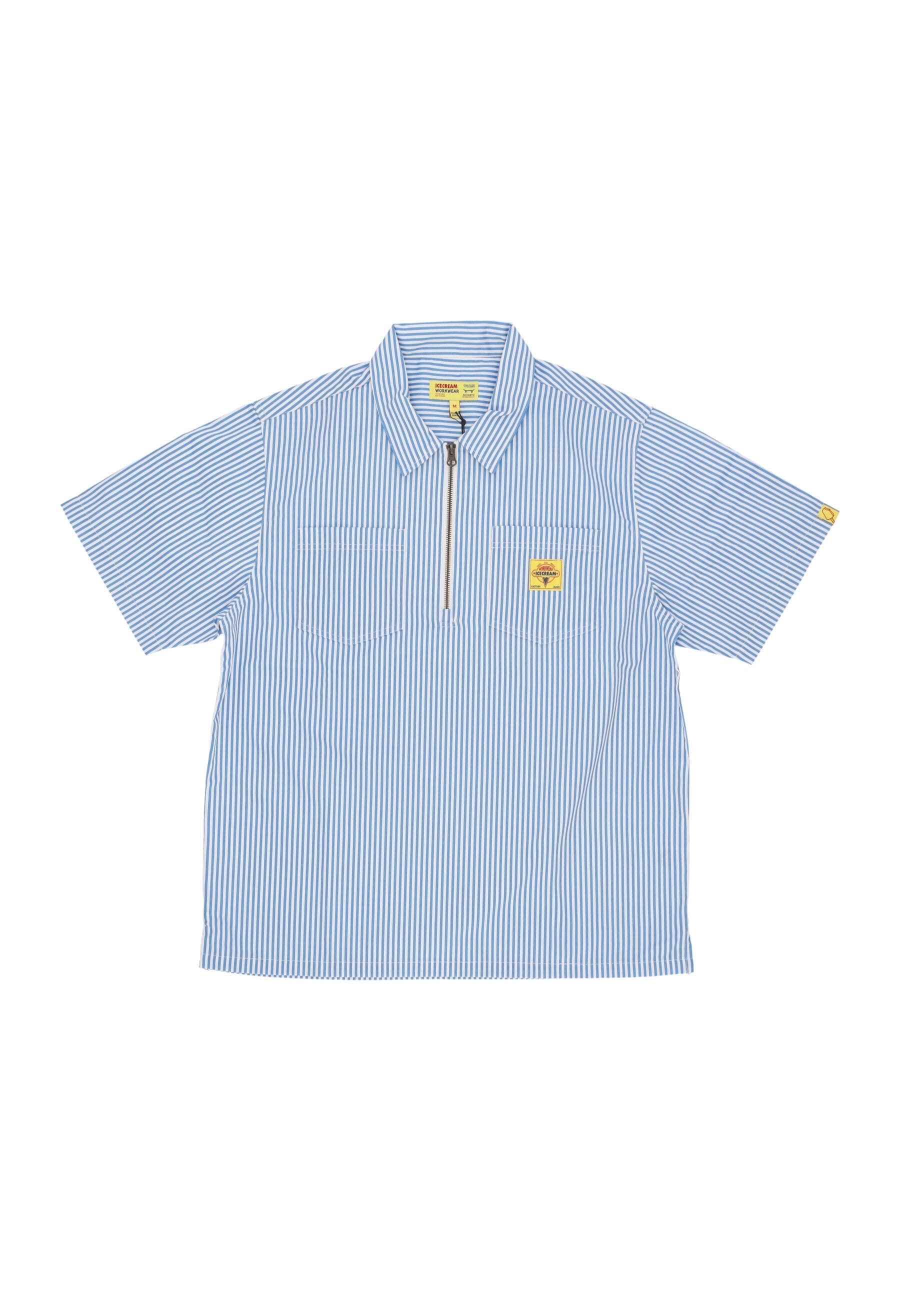 ICE CREAM Camicia Manica Corta Uomo Quarter Zip Work Shirt Blue Stripe da uomo in Polo Drestige - Casamassima, commercioVirtuoso.it