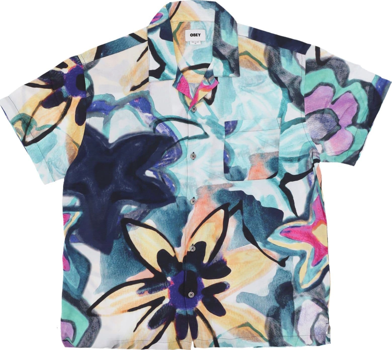 OBEY Camicia Manica Corta Uomo Requiem Woven Shirt Strong Blue Multi da uomo in Camicie casual Drestige - Casamassima, commercioVirtuoso.it