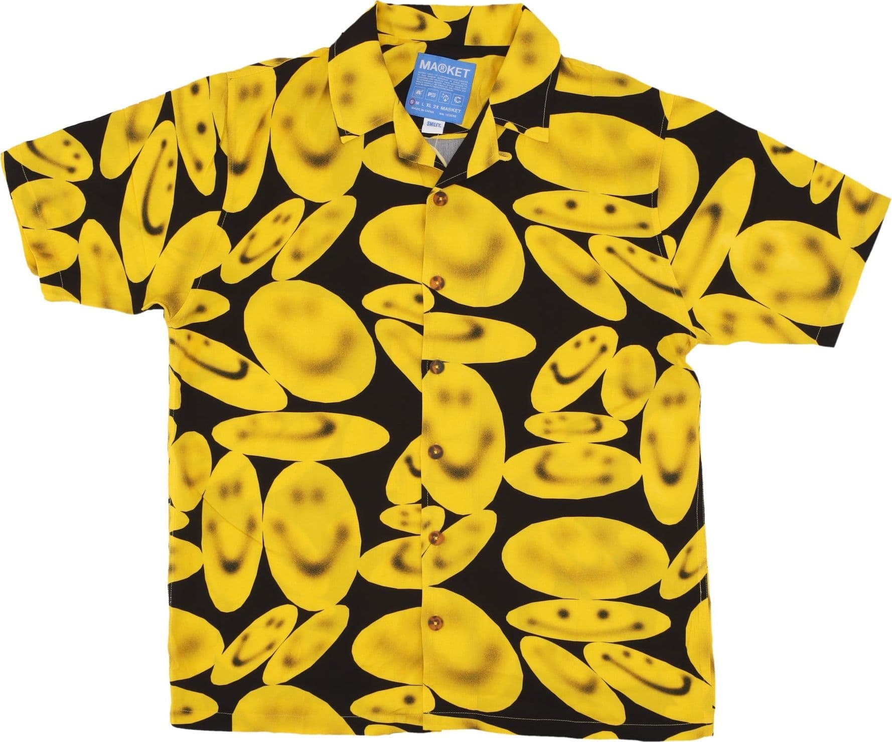 MARKET Camicia Manica Corta Uomo Smiley Afterhours Button Up Shirt Washed Black da uomo in Camicie casual Drestige - Casamassima, commercioVirtuoso.it