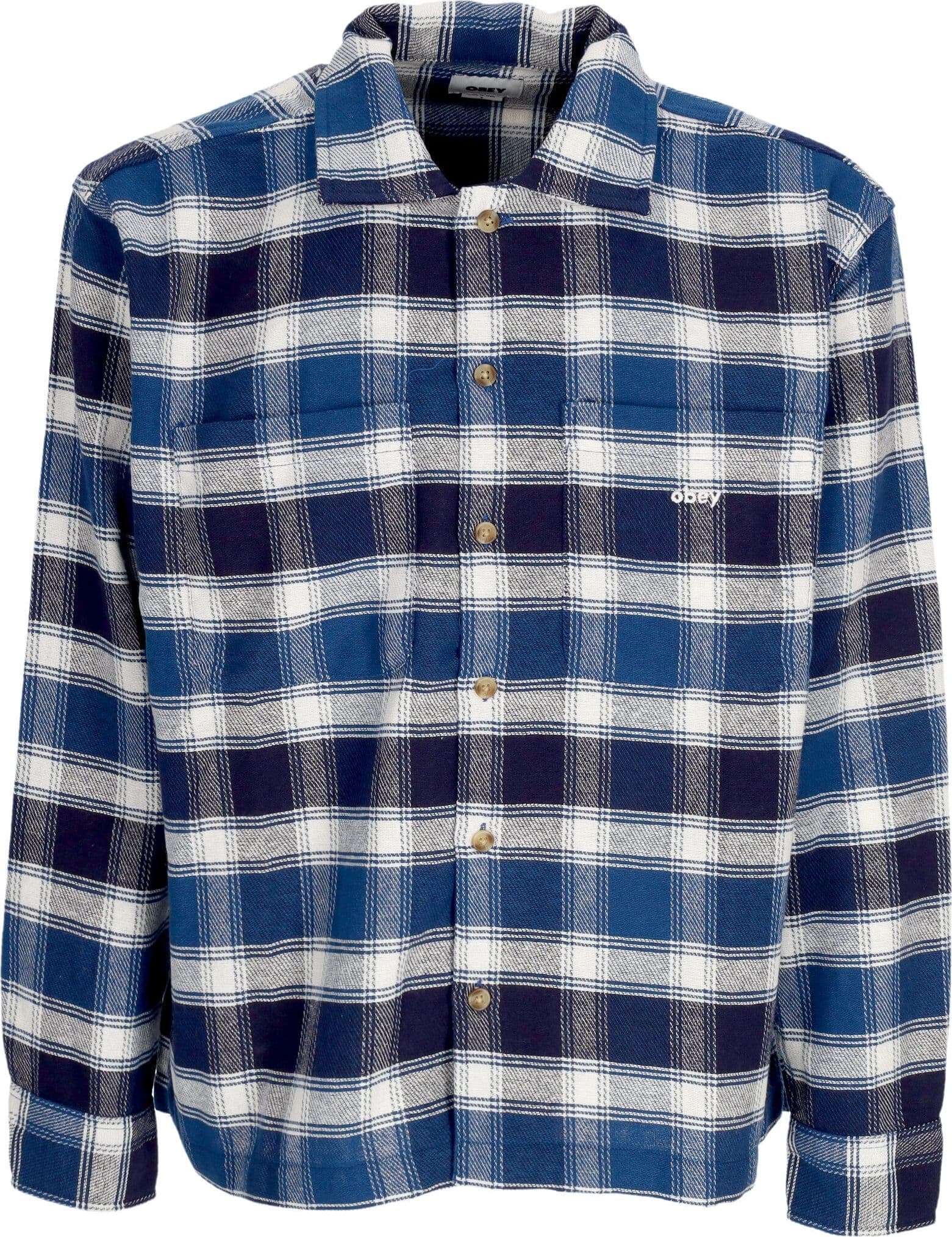 OBEY Camicia Manica Lunga Uomo Bigwig Hugo Woven Academy Navy/multi da uomo in Camicie casual Drestige - Casamassima, commercioVirtuoso.it