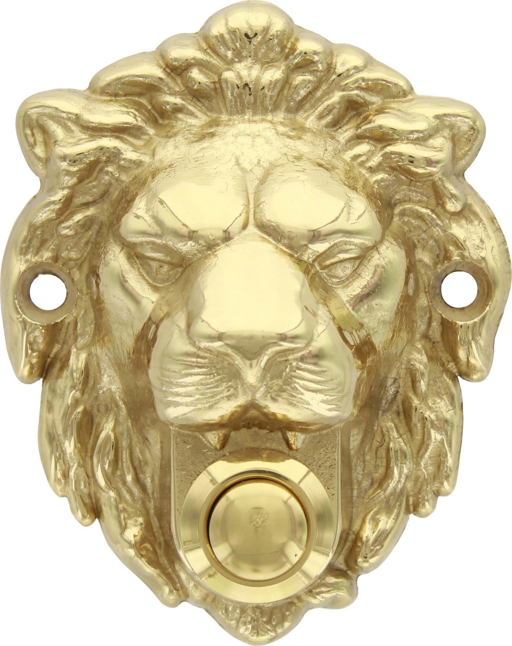 Campanello Testa Di Leone In Ottone Color Oro Leoncino Ottone Lucido Verniciato 75x60mm Campanello Benini Fai da te/Materiale elettrico/Campanelli/Video Campanelli Ferus - Montoro, Commerciovirtuoso.it