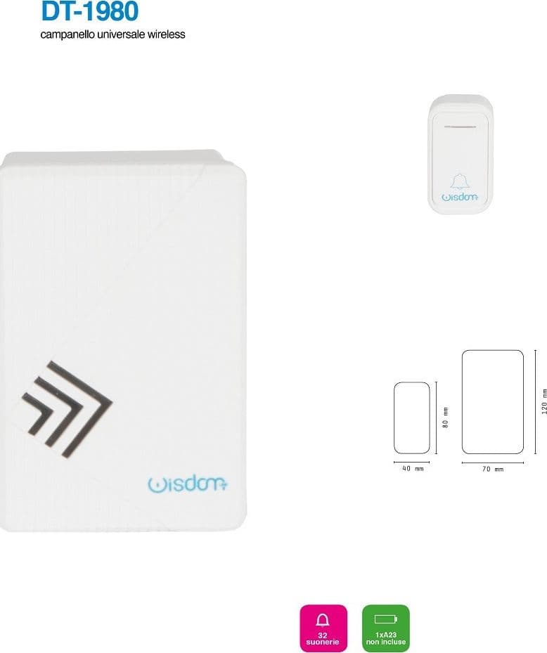 Campanello Universale Musicale A Batteria Wireless 38 Suonerie Melodie Xc-1980 Casa, arredamento e bricolage > Sicurezza e Antifurti > Campanelli Wireless Trade Shop italia - Napoli, Commerciovirtuoso.it