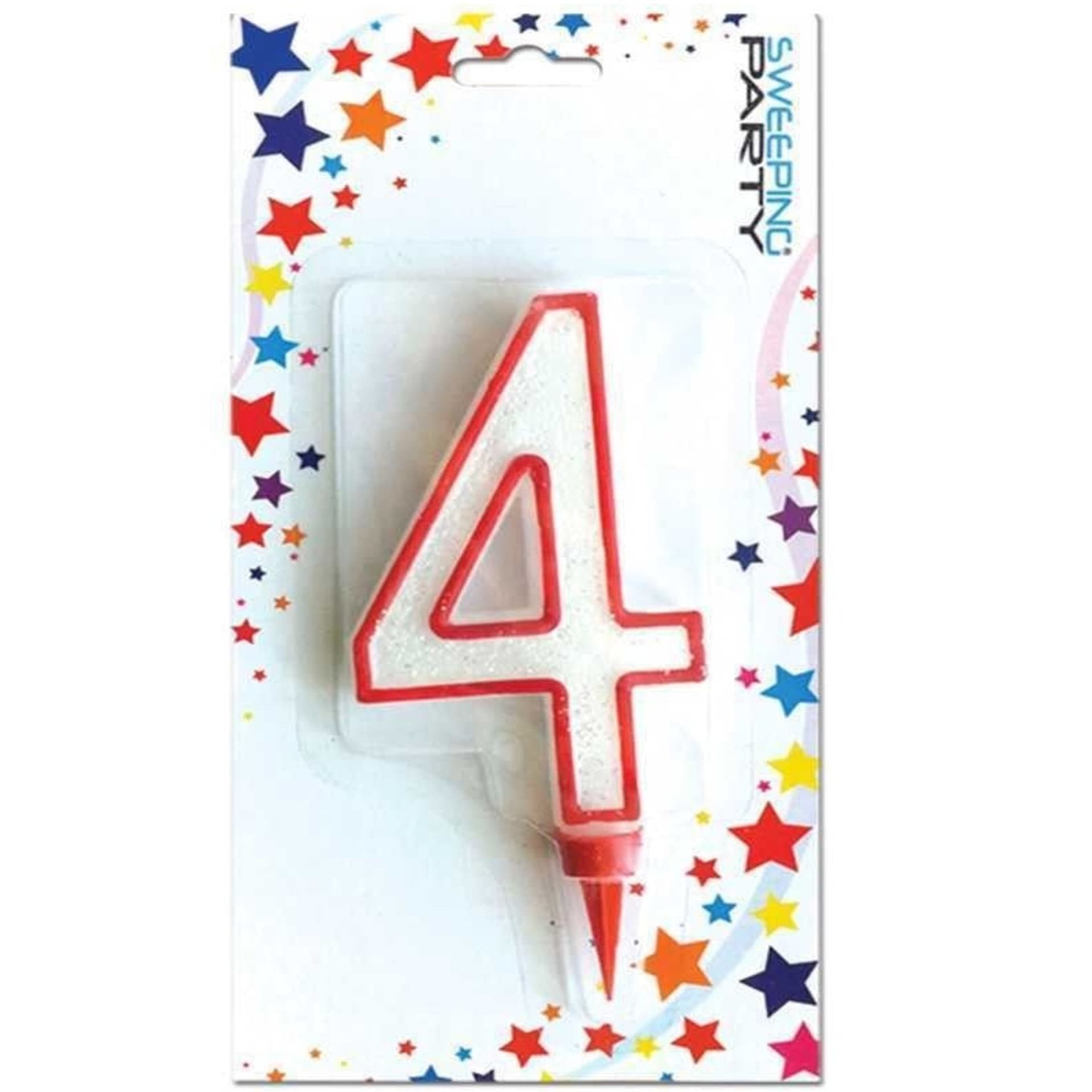 CANDELA GIGANTE GLITTER NUMERO 4 COMPLEANNO CANDELINA FESTA ANIMAZIONE PARTY
