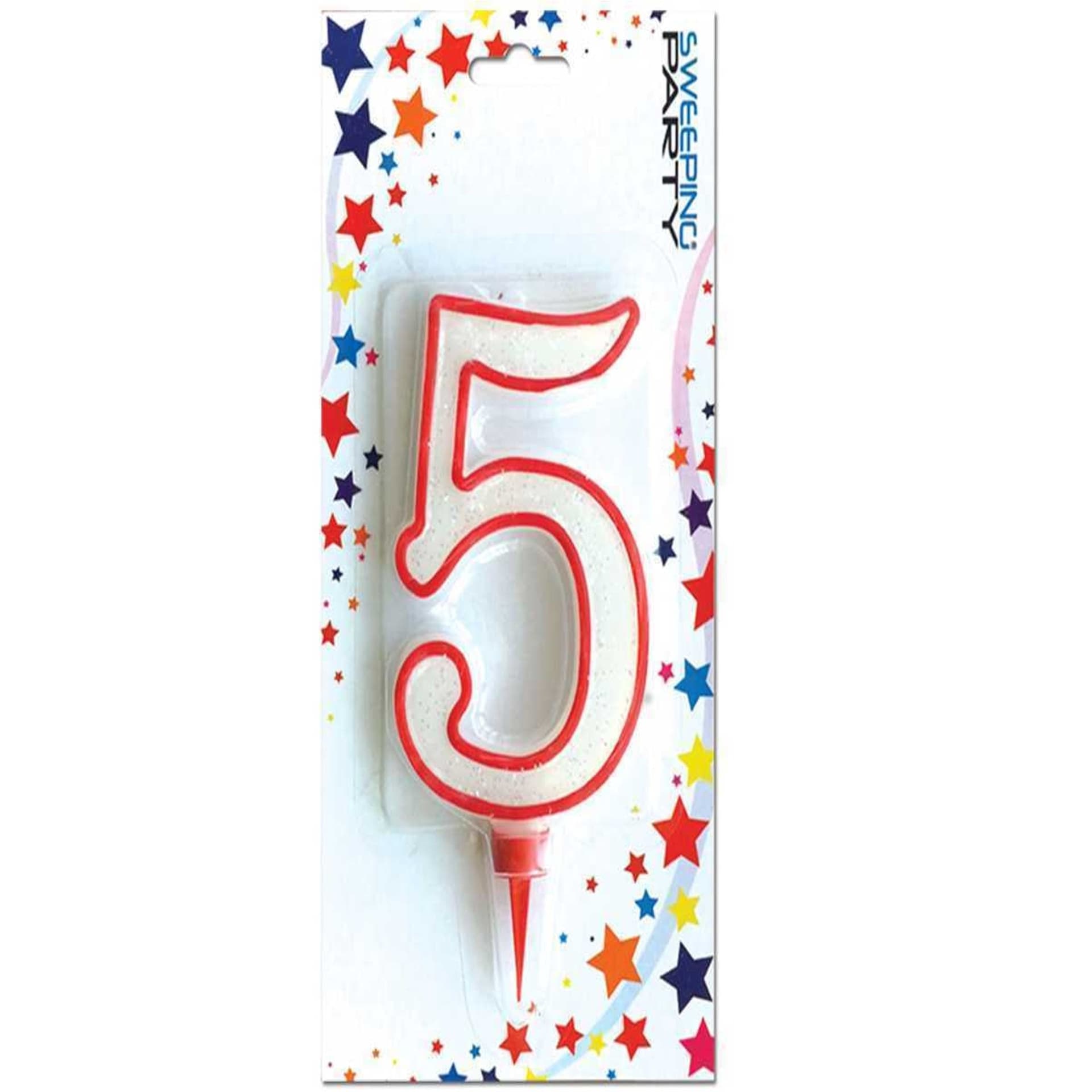 CANDELA GIGANTE GLITTER NUMERO 5 COMPLEANNO CANDELINA FESTA ANIMAZIONE PARTY
