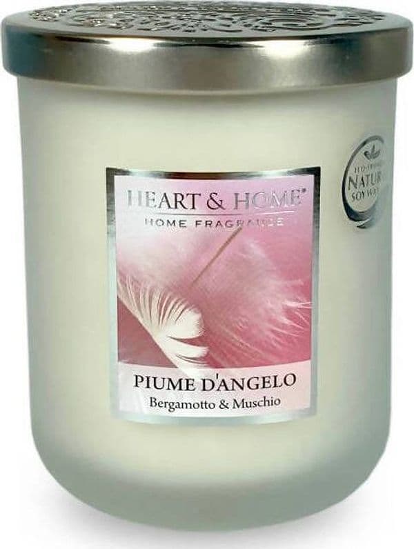 Candela Profumata in Cera di Soia Heart&Home Piume d’Angelo Patchouli Bianco Bergamotto e Muschio 115gr. 30 Ore Biodegradabile Candela Tiziana non solo gioielli - Civitanova Marche, Commerciovirtuoso.it