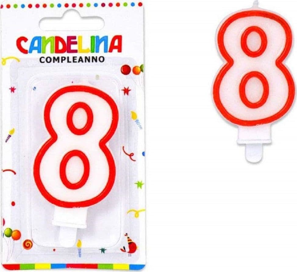 Candelina Candela Numero 8 Compleanno Bianca Bordo Rosso Candeline Torta Per Festa Casa, arredamento e bricolage > Prodotti per Feste Trade Shop italia - Napoli, Commerciovirtuoso.it