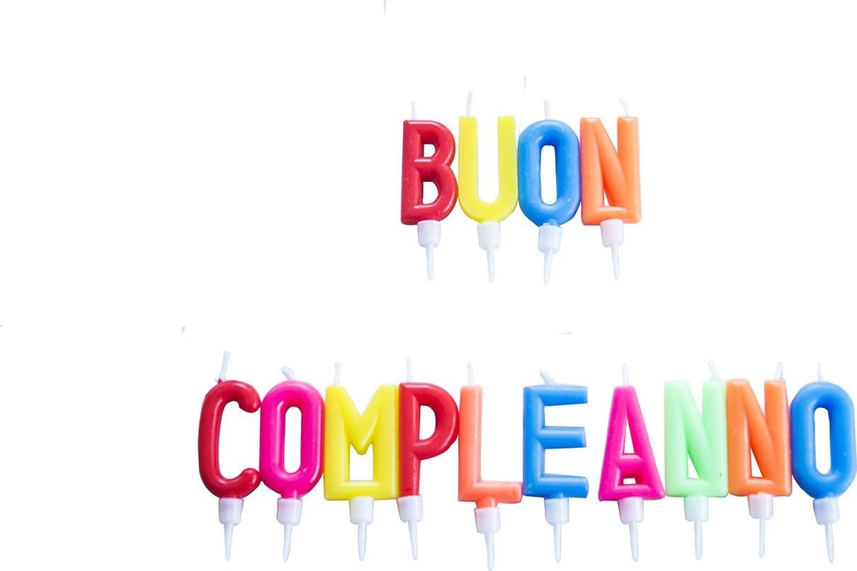 CANDELINE SCRITTA BUON COMPLEANNO MULTICOLORE TORTA FESTA PARTY