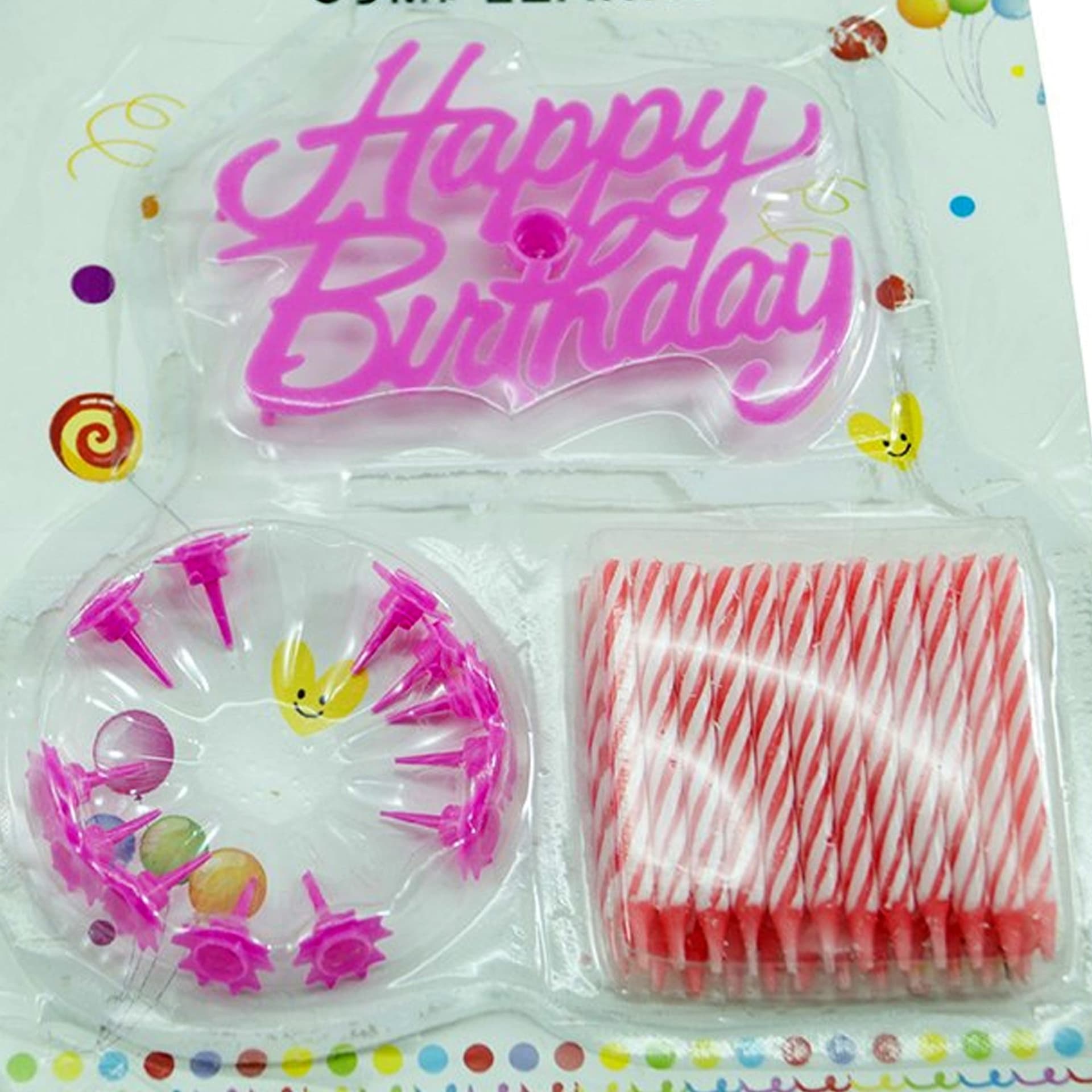 CANDELINE SCRITTA HAPPY BIRTHDAY ROSA TORTA FESTA PARTY COMPLEANNO 61593