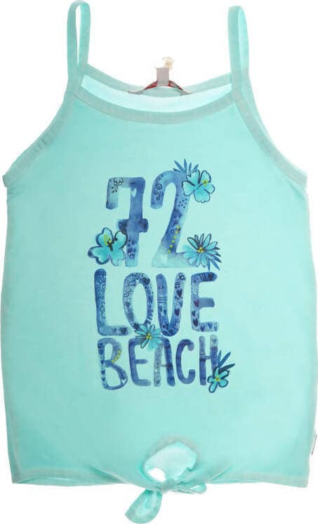 Canotta Bambina Estiva Azzurra Stampata Maglia Senza Maniche Bimba Canottiera Estate Spiaggia Turchese 90% Cotone t-shirt bambina/ragazza Piccole Canaglie - Tropea, Commerciovirtuoso.it