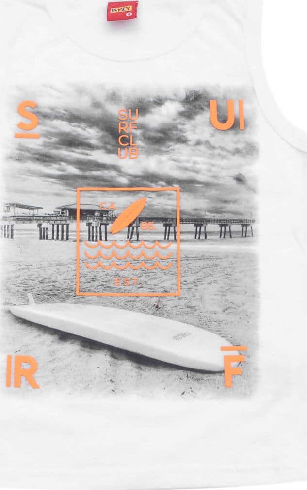 Canotta Bambino 100% Cotone Bianca Stampata Surf Club Canottiera Girocollo Bimbo Maglietta Estiva Stampa Multi Colore Tavola Surf CANOTTA Piccole Canaglie - Tropea, Commerciovirtuoso.it