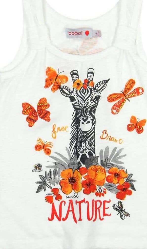 Canotta Estiva Bimba Bianca Stampa Giraffa Multi Color Maglietta Top Estivo Canottiera Bambina Estate 100% Cotone Maglia Estiva Casual t-shirt bambina/ragazza Piccole Canaglie - Tropea, Commerciovirtuoso.it