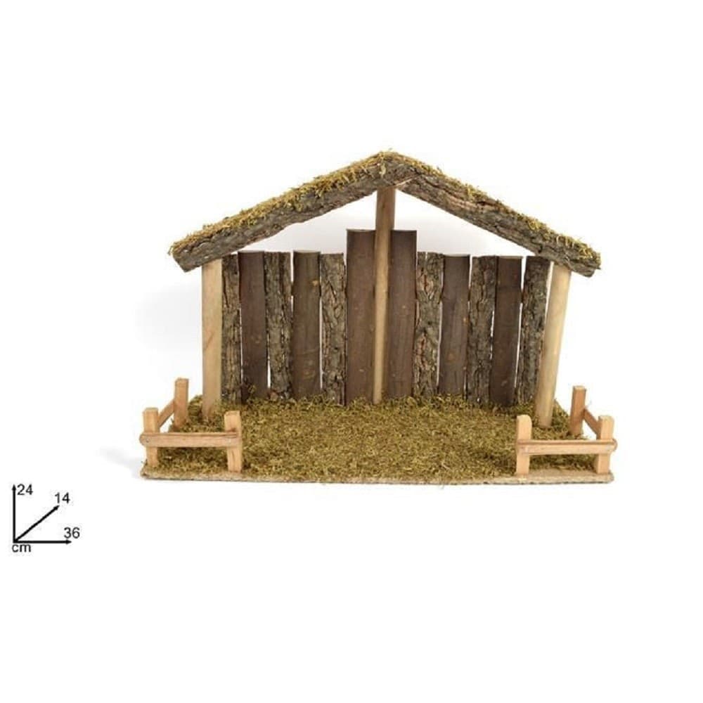 Capanna Con Tronchi Muschio 36x14x24cm Presepe Per Natale Decorazione Addobbo Casa, arredamento e bricolage > Prodotti per Feste > Prodotti Natalizi Trade Shop italia - Napoli, Commerciovirtuoso.it