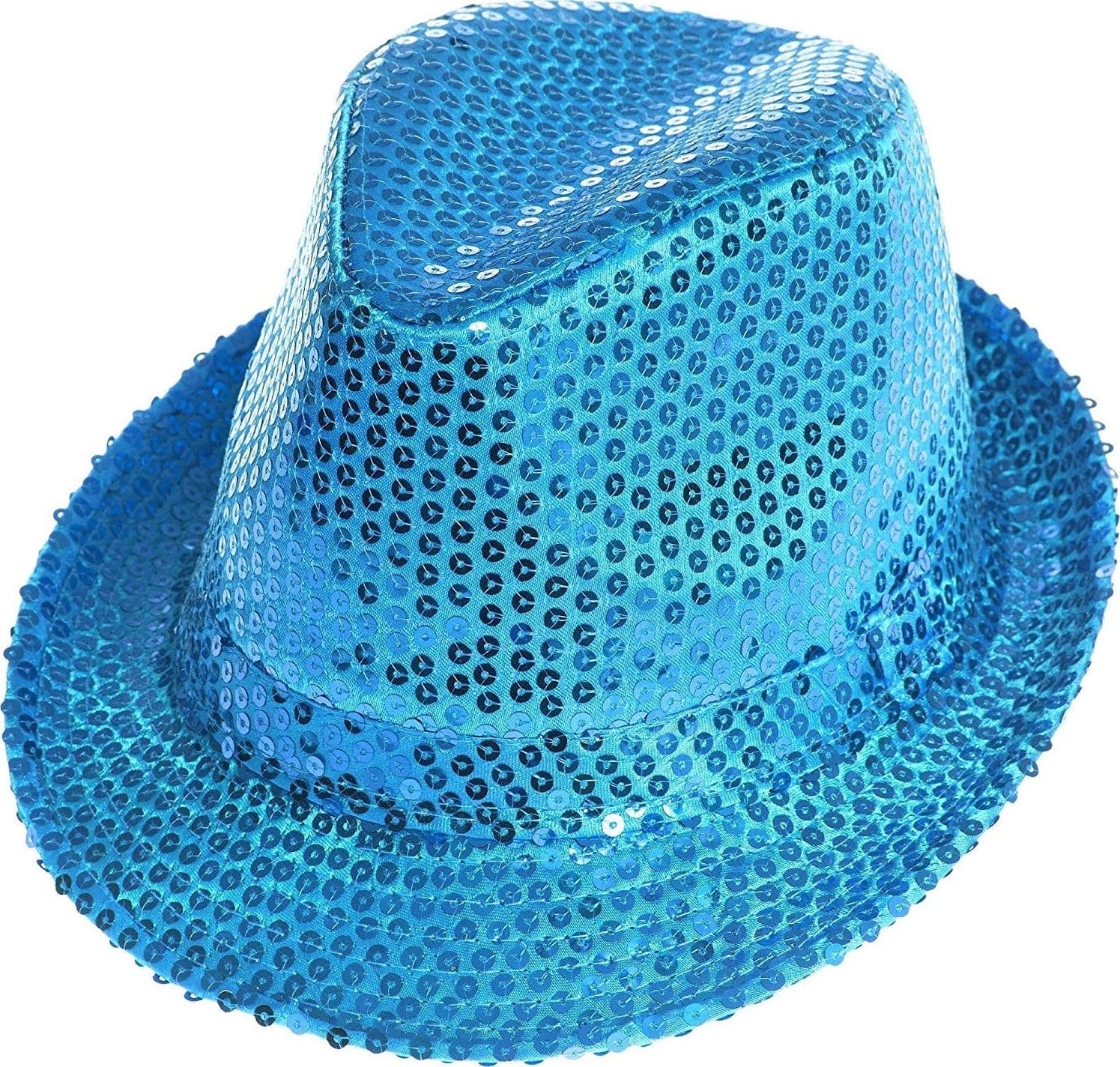 CAPPELLO BORSALINO PAILLETTES AZZURRO SPETTACOLO TEATRO PAILLETTE UOMO DONNA